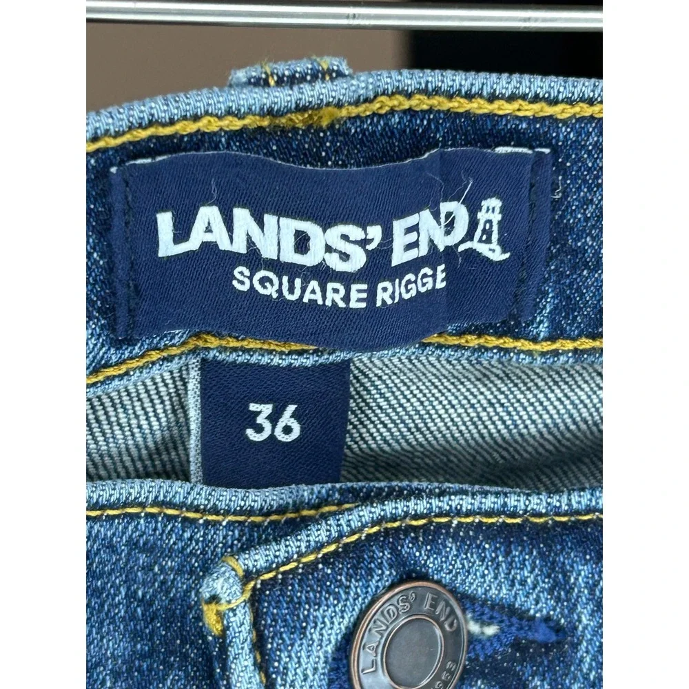 Lands' End Square Rigge Mens Straight Fit‎ Jeans Blue Medium Wash Size 36x26